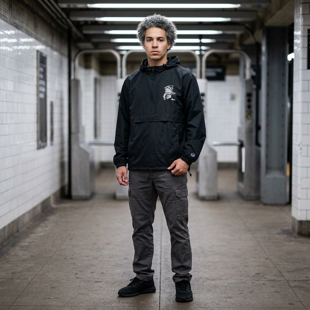Anorak Jacket - Floral Skull Lightweight Packable Windbreaker
